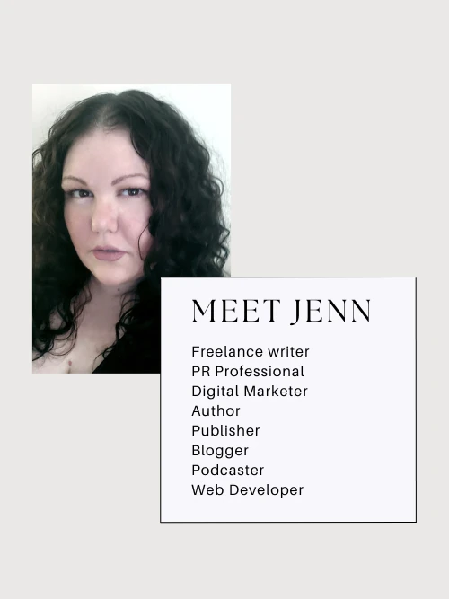 Meet Jenn — Jennifer Mattern: freelance writer, PR professional, digital marketer, author, publisher, blogger, podcaster, web developer