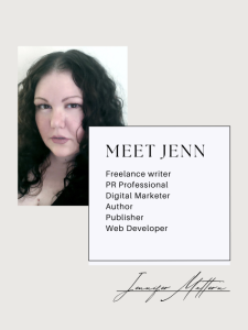 Meet Jenn - Jennifer Mattern - Freelance writer, PR professional, Digital marketer, author, publisher, web developer